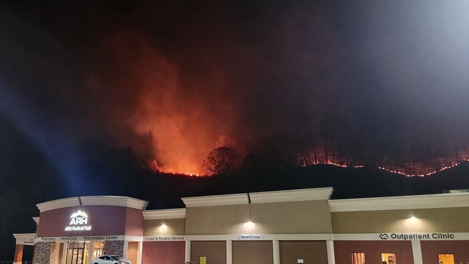 The Town Mountain Fire burning in Hazard, Kentucky on Nov. 7, 2023.