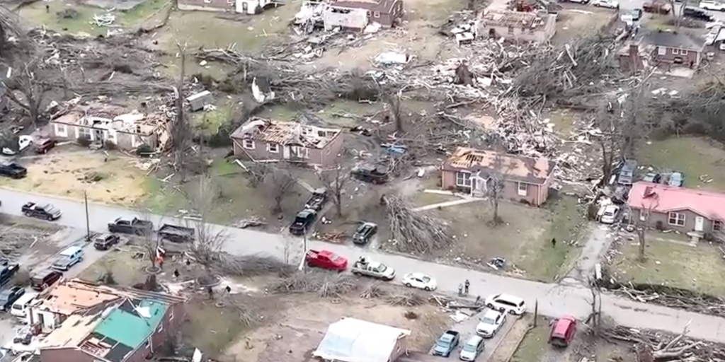 Drone video shows devastating aftermath of Clarksville tornado Fox