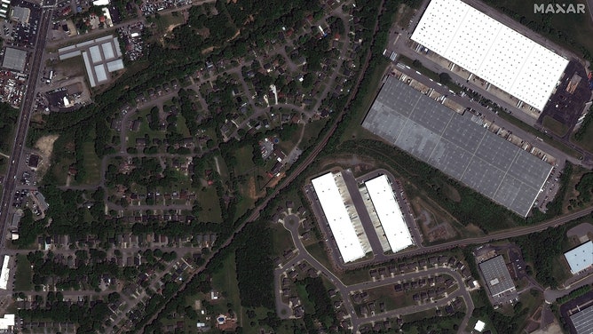 After a tornado hit Madison, Tennessee, satellite images show homes and buildings damaged or destroyed.