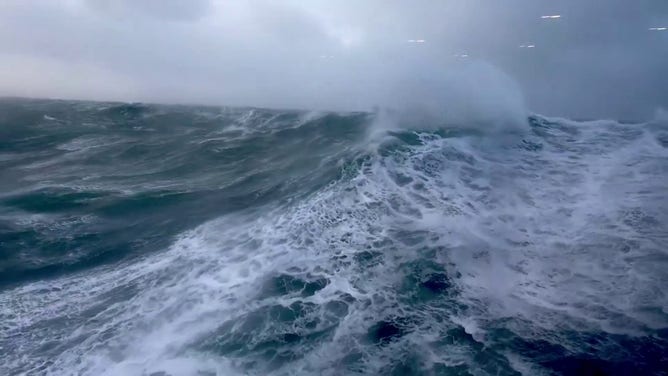 cruise ship with huge waves