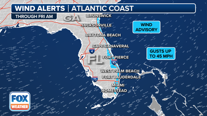 Wind Alerts in effect in Florida.