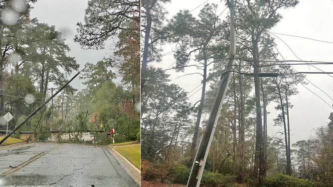Trees and powerlines down in south Georgia after a severe thunderstorm moved through the area on Sunday, Dec. 10, 2023.