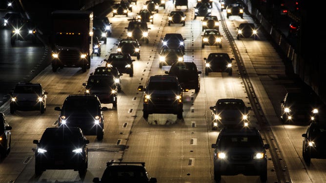 FILE - Vehicles drive in traffic down the 405 freeway at night in Inglewood, California, U.S., on Thursday, Sept. 19, 2019. Photographer: Patrick T. Fallon/Bloomberg via Getty Images