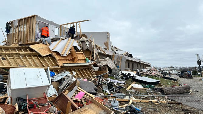 Scenes from Clarksville, Tennessee on Sunday, December 10, 2023 the day after a deadly tornado ripped through the community. (Image: Nicole Valdes/FOX Weather)