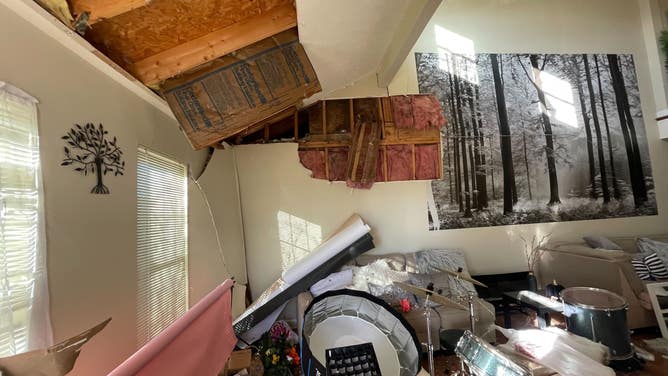 This photo shows what it looked like inside a home that was damaged by a tornado in Madison, Tennessee.