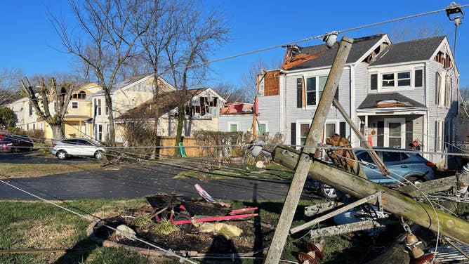 Scenes of destruction are observed in the Nashville community of Madison on Sunday, Dec. 10, 2023.