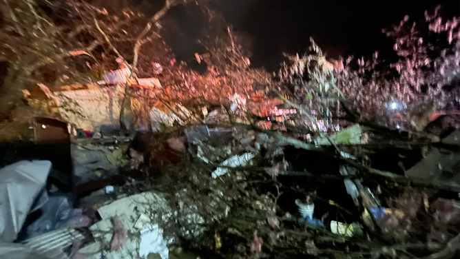 Extensive damage is seen in the Nashville area after a deadly tornado outbreak on Saturday, Dec. 9, 2023.