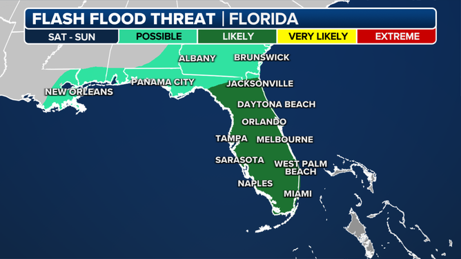 The Flash Flood risk in Florida on Saturday, Dec. 16, 2023.