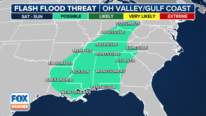 There is a risk of flash flooding in certain parts of the U.S. this weekend.