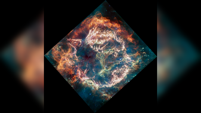 This James Webb Space Telescope image shows Cassiopeia A, a supernova remnant about 11,000-light-years from Earth in the constellation Cassiopeia.