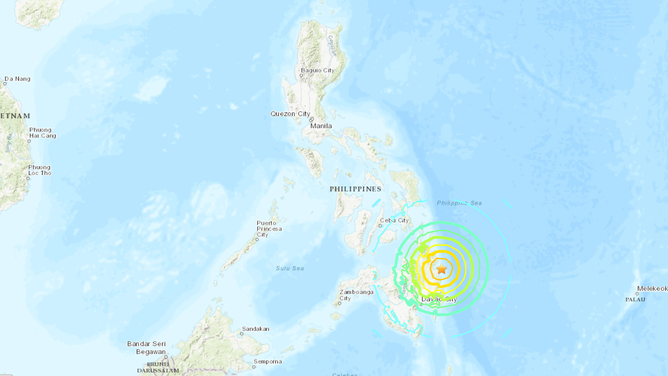 Map showing the epicenter of the earthquake. Note the location of Palau in the lower right corner.