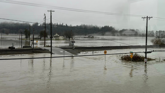 Flooding in Silvana, Washington, on Tuesday, Dec. 5, 2023.