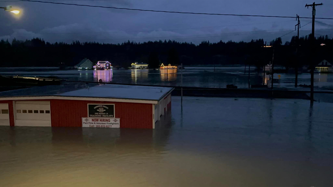 Flooding in Silvana, Washington, on Tuesday, Dec. 5, 2023.