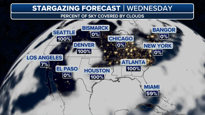 Wednesday night cloud cover forecast for the U.S.