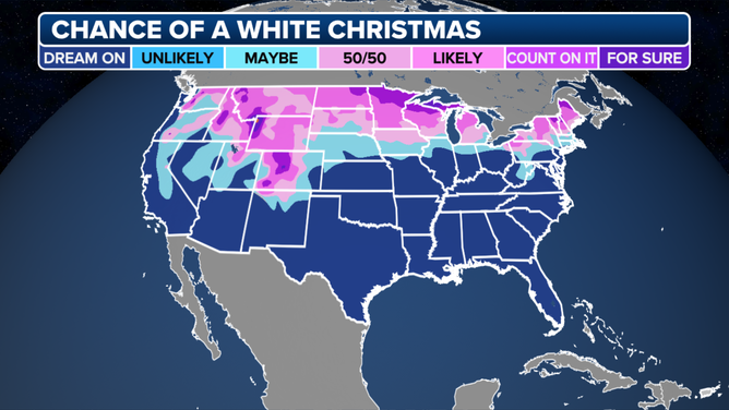 The historical probability of a white Christmas.