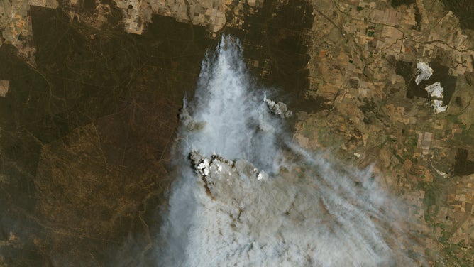 Wildfire smoke in Australia as seen on Dec. 17, 2023 by a NASA satellite.