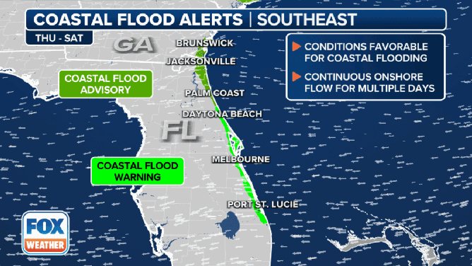 Coastal Flood Alerts in effect in Florida.