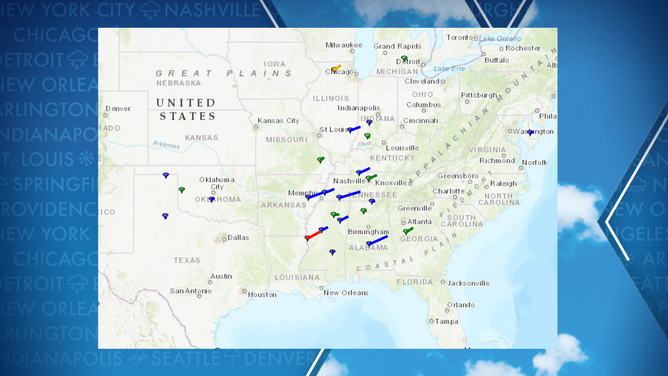 Fatal tornado map for 2023