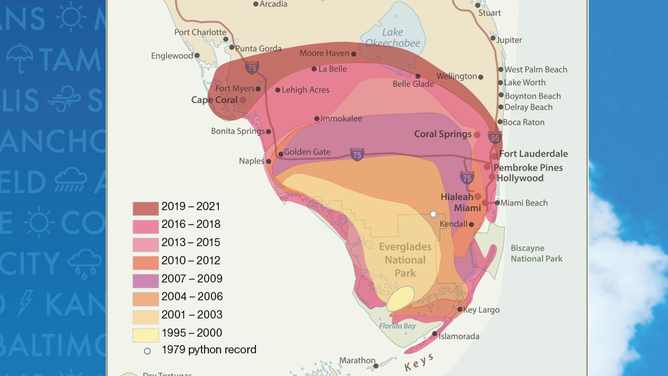 Burmese Python population growth map