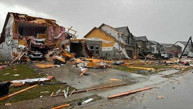 Tornado damage is seen in Clarksville, Tennessee, on Dec. 9, 2023.