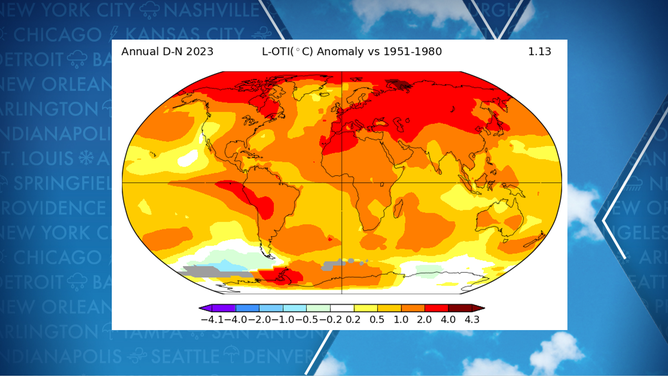 NASA temperature anomaly for 2023