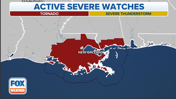 Tornado Watch for Louisiana and Mississippi
