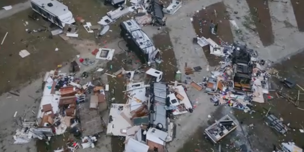 Drone video shows likely tornado damage in Florida RV park Fox Weather