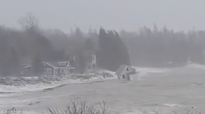 Watch: Cabin swept away by waves off Maine before landing on rocky shore