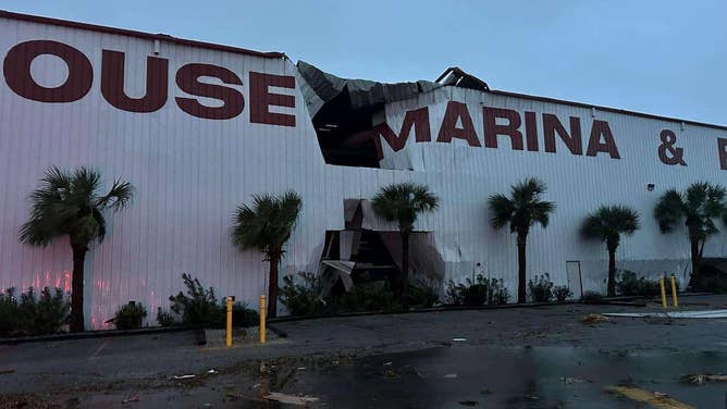 A building suffered damage after severe weather in Bay County, Florida, on Tuesday, Jan. 9, 2024.