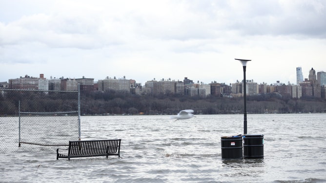 A view of flooded area after winter storm in New Jersey on January 10, 2024.