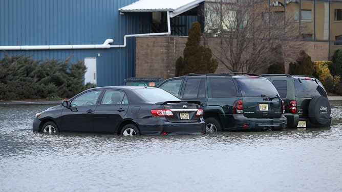 A view of flooded area after winter storm in New Jersey on January 10, 2024.