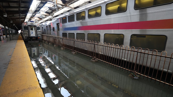 A view of flooded area after winter storm in New Jersey on January 10, 2024.