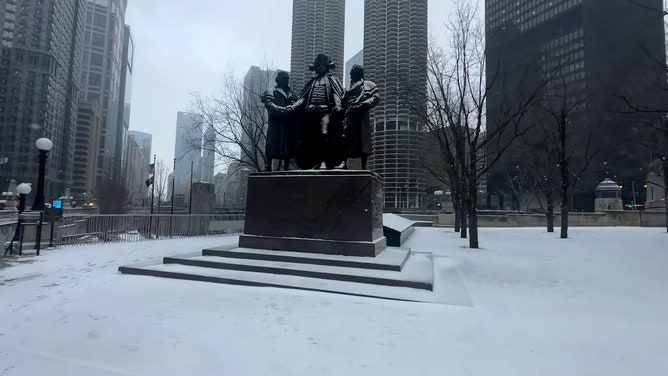 A winter storm system that affected the Midwest is now moving towards the east, but its impact still remains. Snow covered downtown Chicago on Saturday morning.