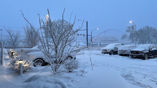 Snow hammered Des Moines, Iowa, on Tuesday morning.