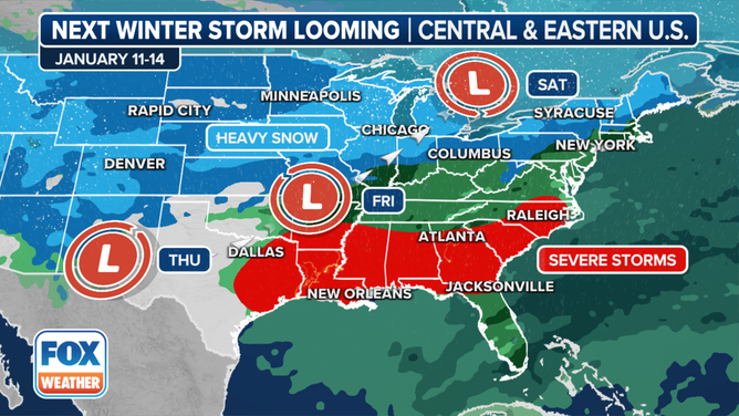 The next cross-country storm will sweep across the U.S. later this week and into the weekend.