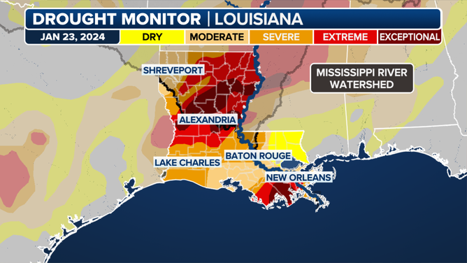 The latest drought monitor report for Louisiana.