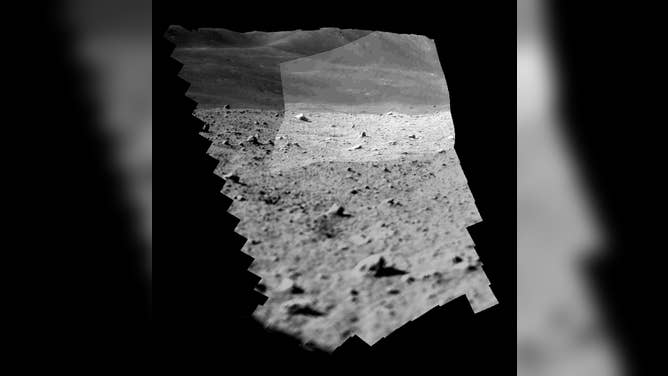 An image taken by JAXA's SLIM moon lander right after touchdown on the Moon.