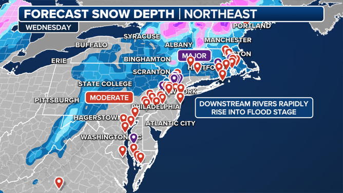 Melting snow and Northeast river gauge forecast.