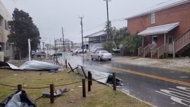 Damage in Panama City, Florida on Jan. 9, 2024 after a possible tornado ripped through the Florida Panhandle area. (Image: Mike's Weather Page/Twitter)