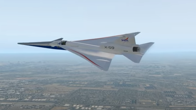 An artist rendering of the X-59 aircraft.