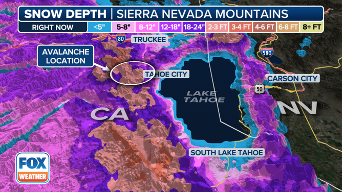 Where the avalanche occurred in Tahoe.