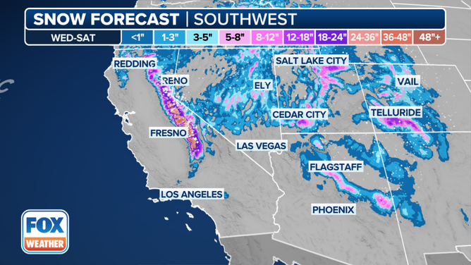 Forecast snow totals.