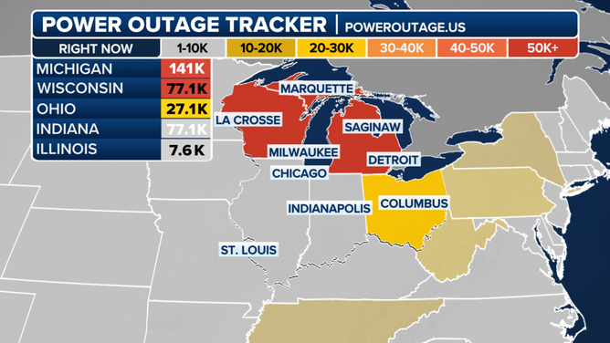 Power outages across the Midwest