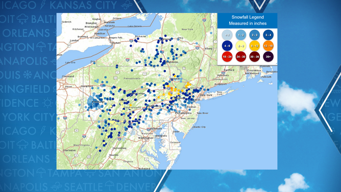 Saturday snowfall reports