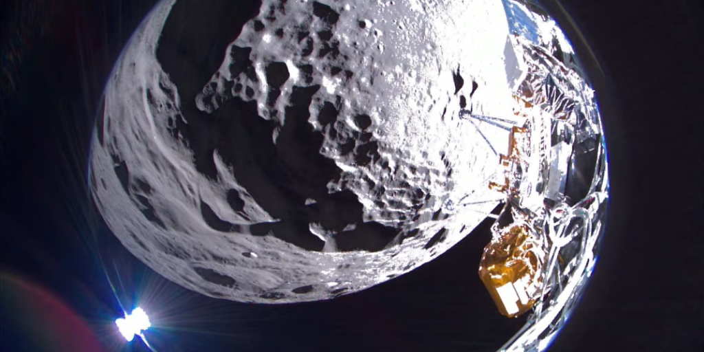 Private spacecraft lands on the moon but tips over on its side