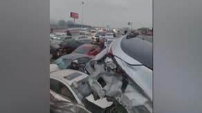 Video shows 100-car pileup in China amid icy weather