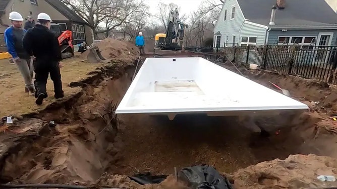 With temperatures above-average so far this winter, one family is taking advantage of the circumstances – by installing a pool.