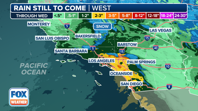 Forecast rain totals through Wednesday, Feb. 7, 2024.