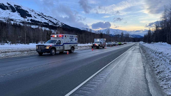 Rescue efforts at John Mountain after three backcountry skiers were caught in an avalanche on Feb. 13, 2024.