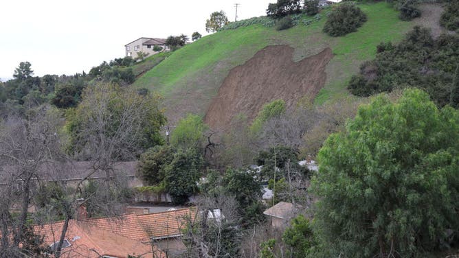 Heavy Rainstorms Cause Landslide In Los Angeles